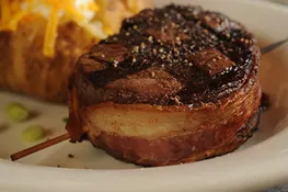 Jackson Hole bacon-wrapped filet with baked potato